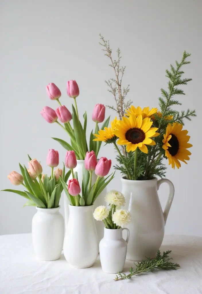 30 White Vases Decor Ideas In Ceramic For Minimalist Homes 32 30 White Vases Decor Ideas In Ceramic For Minimalist Homes - 10. Seasonal Switch