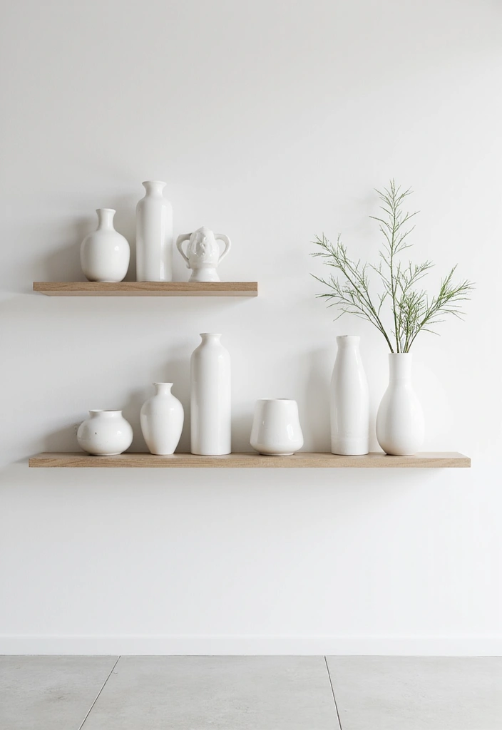 30 White Vases Decor Ideas In Ceramic For Minimalist Homes 23 30 White Vases Decor Ideas In Ceramic For Minimalist Homes - 7. Floating Shelves
