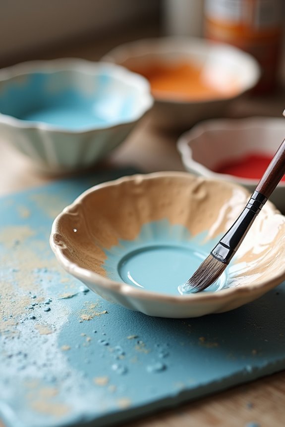 gather ceramic painting supplies handy