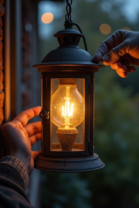 locate lantern access point bulb inside