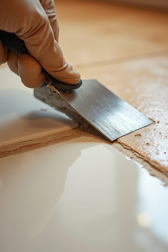 loosen grout pry tiles