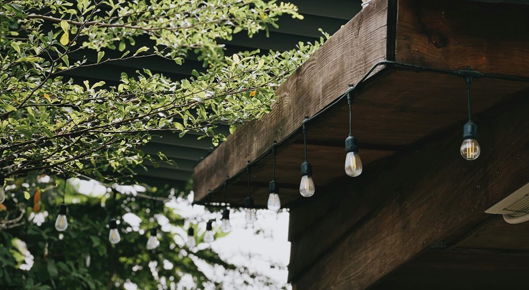 stringing lights for pergola decor