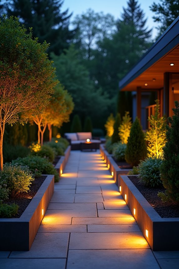 uplifted nighttime garden lighting