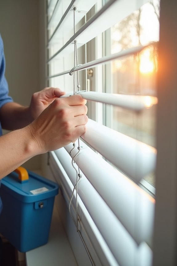 wipe inspect blinds components